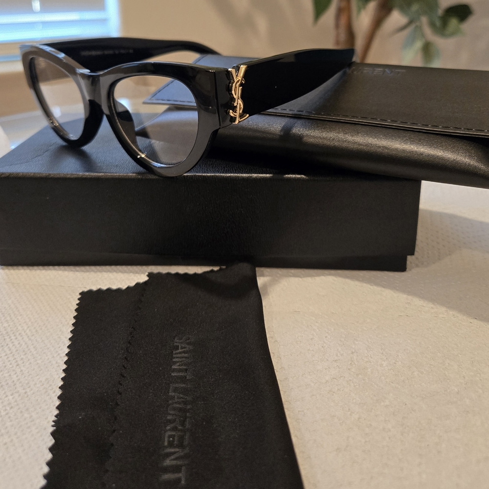 YSL Saint Laurent Eyewear Womens Cat Eye RX Glasses Full Inclusion 53:20:145MM